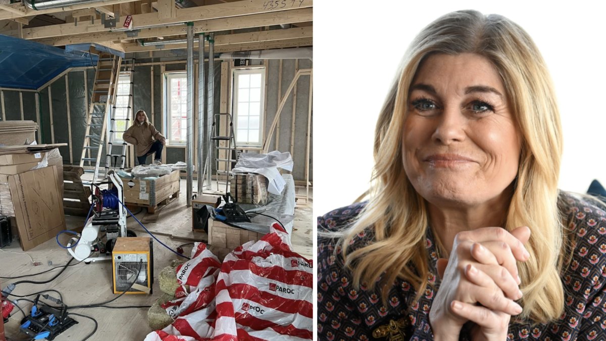 Pernilla Wahlgren är i full gång att bygga sitt hus på Lidingö
