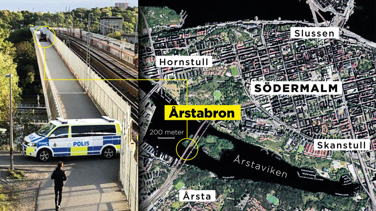 I september 2020 hittades en man skjuten till döds på på Årstabron i södra Stockholm.