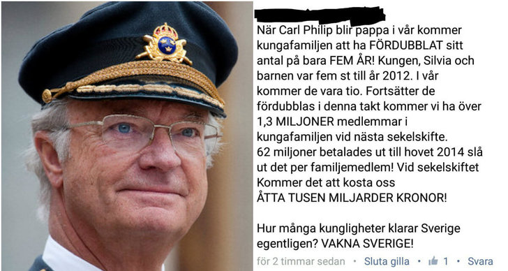 Svenska kungahuset, Kungafamiljen, Kung Carl XVI Gustaf, Sverige