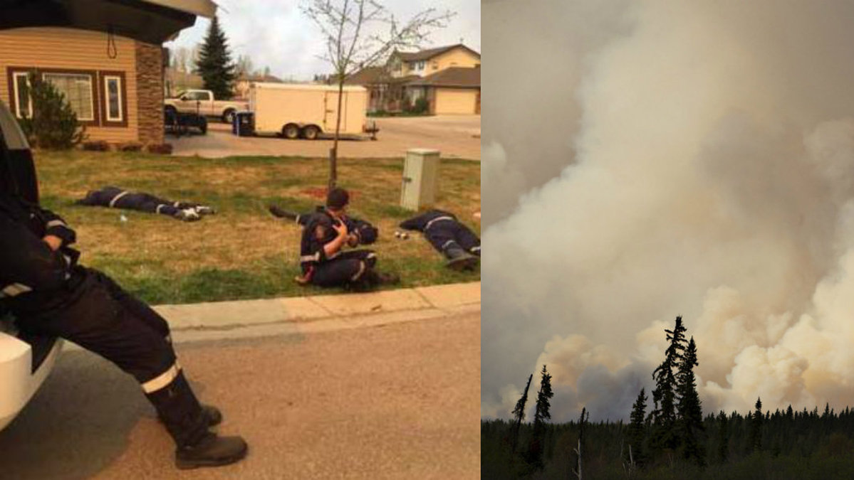 Bilden på de vilande brandmännen lades upp på Twitter.