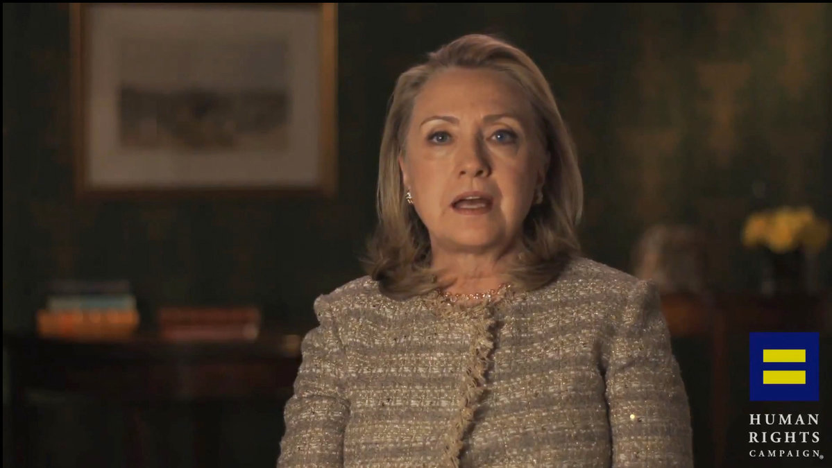 Hillary Clinton i videon där hon ger sitt stöd.