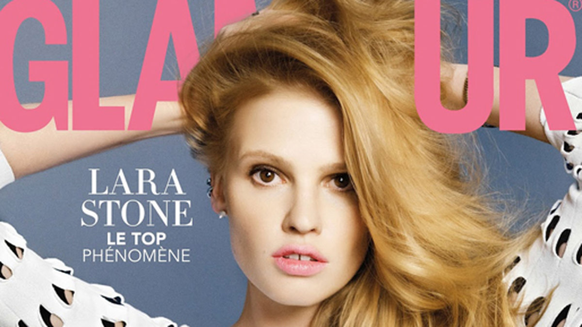 Lara Stone på omslaget till Glamour. 