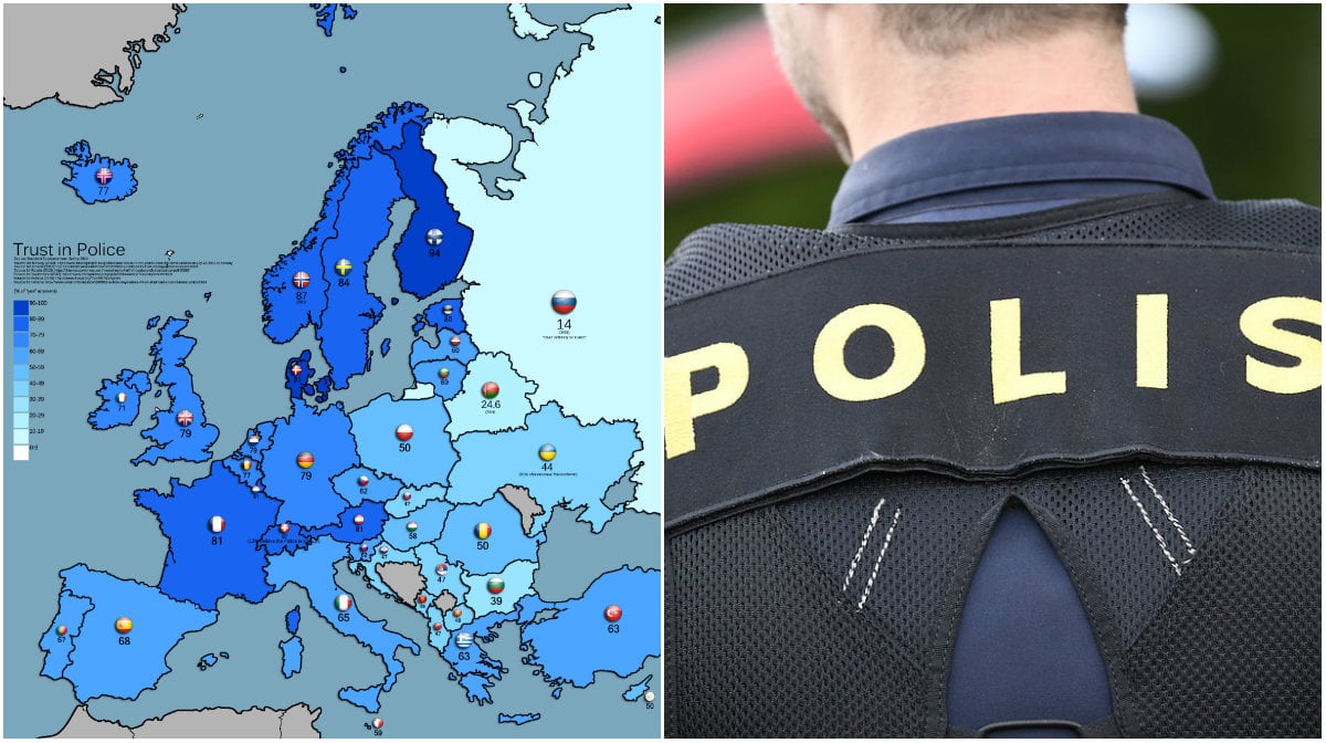 förtroende, Länder, Polisen, Europa