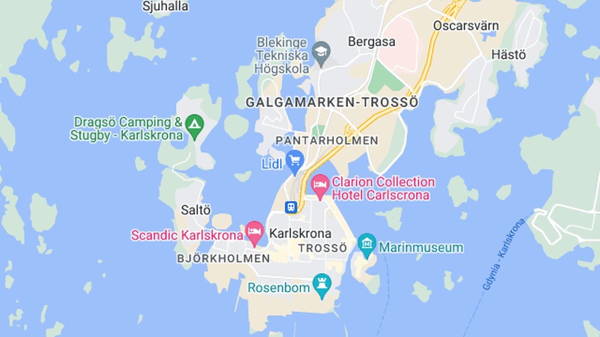 Google maps, Karlskrona