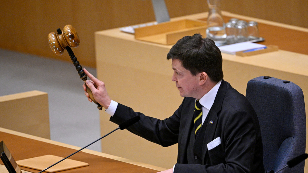Talman Andreas Norlén klubbar det historiska beslutet om Nato efter onsdagens omröstning i riksdagen.