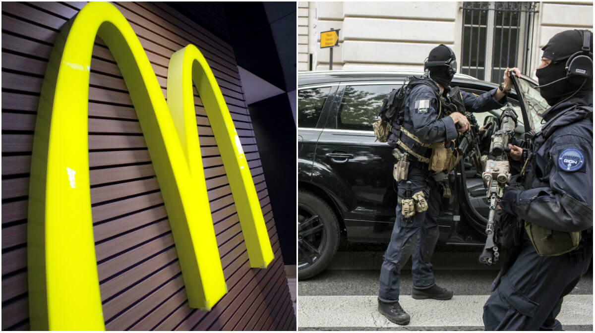 På McDonald's restaurangen satt elva officerare från den franska specialstyrkan GIGN och lunchade. 
