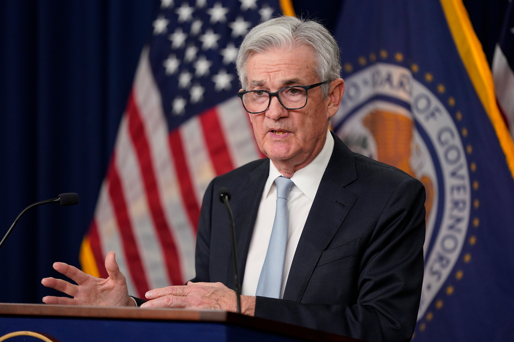 Fed-chefen Jerome Powell i samband med det senaste räntebeskedet från den amerikanska centralbanken den 2 november. Arkivbild.