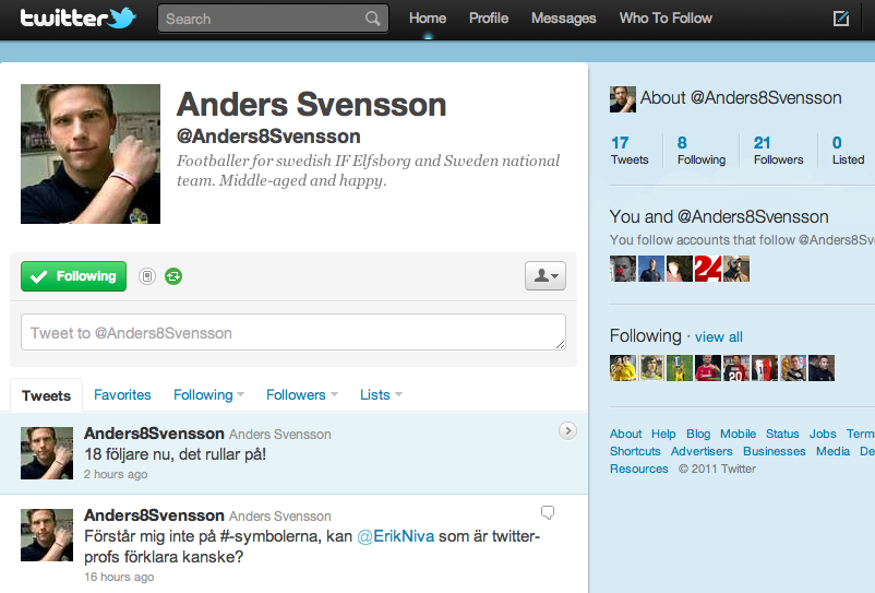 Nyheter24 kan avslöja att detta inte är Anders Svenssons personliga twitterkonto.