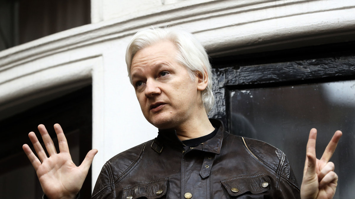 Wikileaks grundare Julian Assange på Ecuadors ambassad i London 2017. Arkivbild.