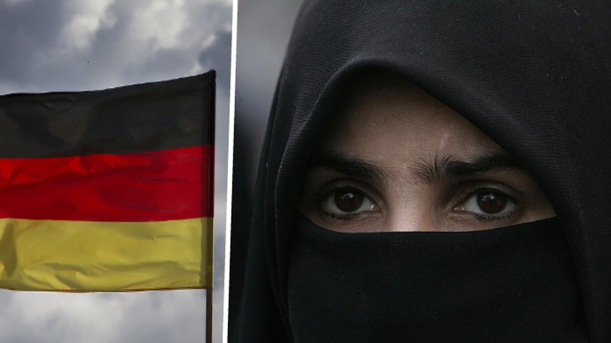 Tysklands flagga och niqab