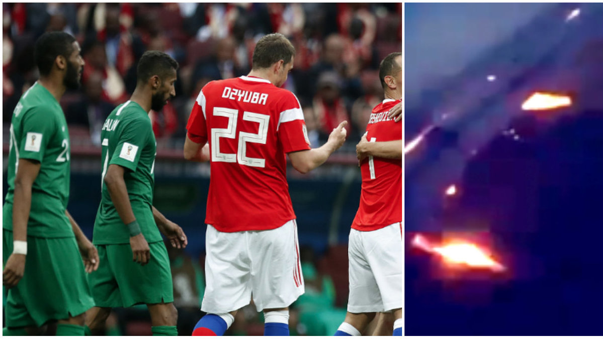 Saudiarabiens fotbollslags flyg fattade eld på väg till Ryssland. 