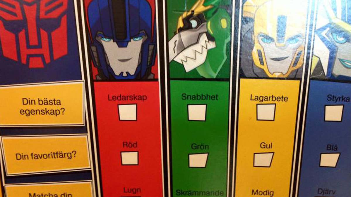 Och om barnet valde en Transformersleksak såg personlighetstestet plötsligt markant annorlunda ut.