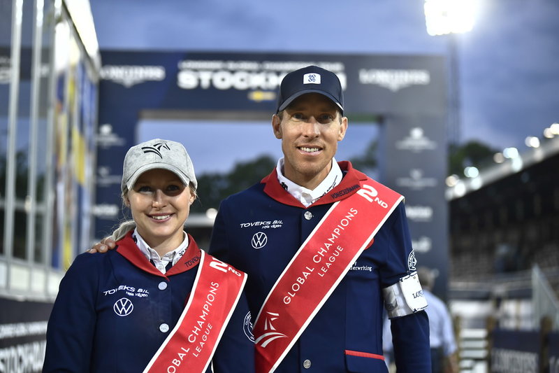 Evelina Tovek och Henrik von Eckermann, här tillsammans vid GCT-hoppningar i Stockholm. Arkivbild.