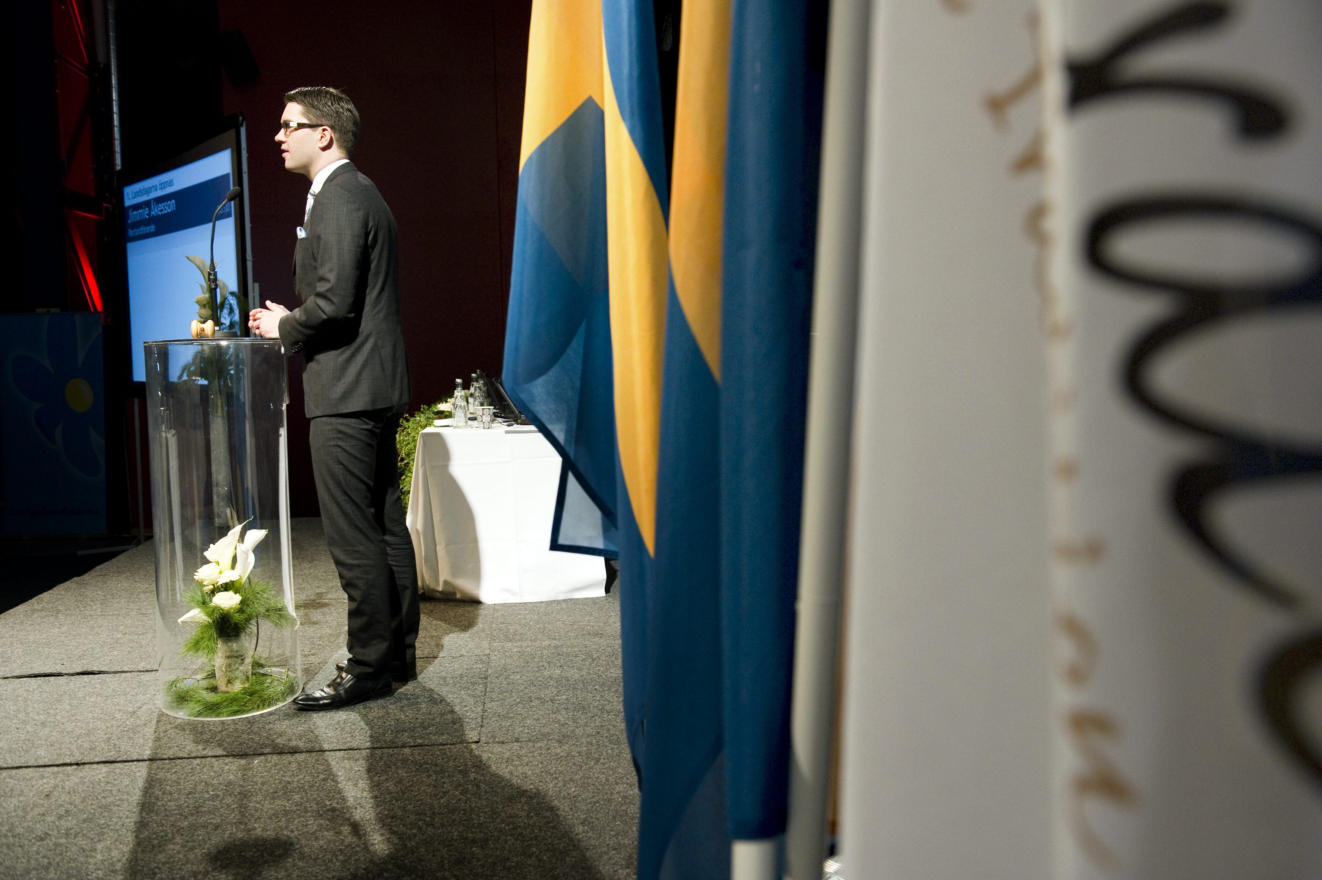 Partiledaren Jimmie Åkesson när landsdagarna inleddes på fredagen.